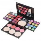 24 sombras + 4 blush + 8 batons + 3 pó